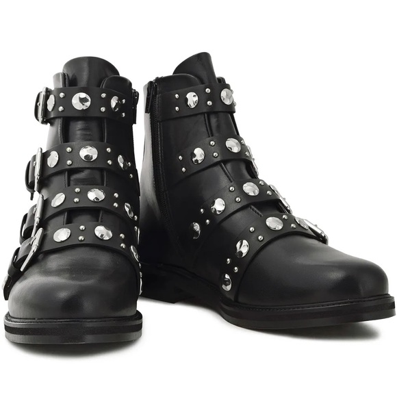 Maje Embellished Leather Ankle Boots - Picture 3 of 4